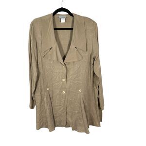 Moon Light Vintage 100% Silk Lagenlook Textured Pleated Button Blouse Size Small